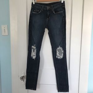 High-rise jeans with holes in knees | CarMAR Denim by LF Stores